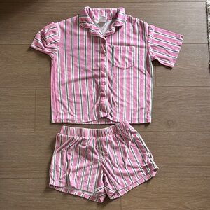 Cat & Jack Pink and Green Striped Pajama Set